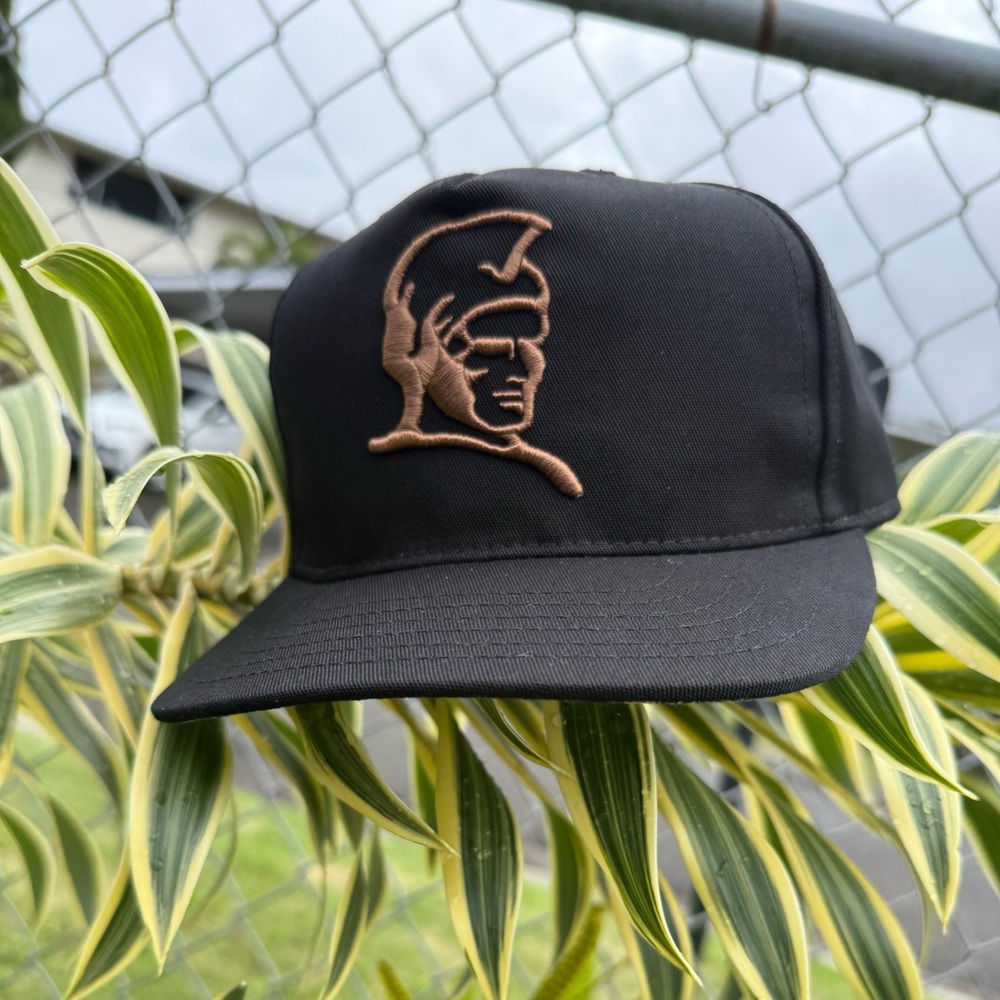 Black Cap with Embroidered Design